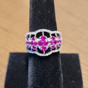 Elegant Pink Gemstone Silver Ring